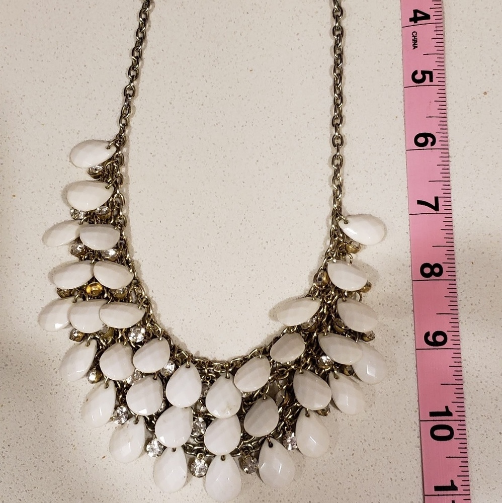 White and crystal statement necklace
